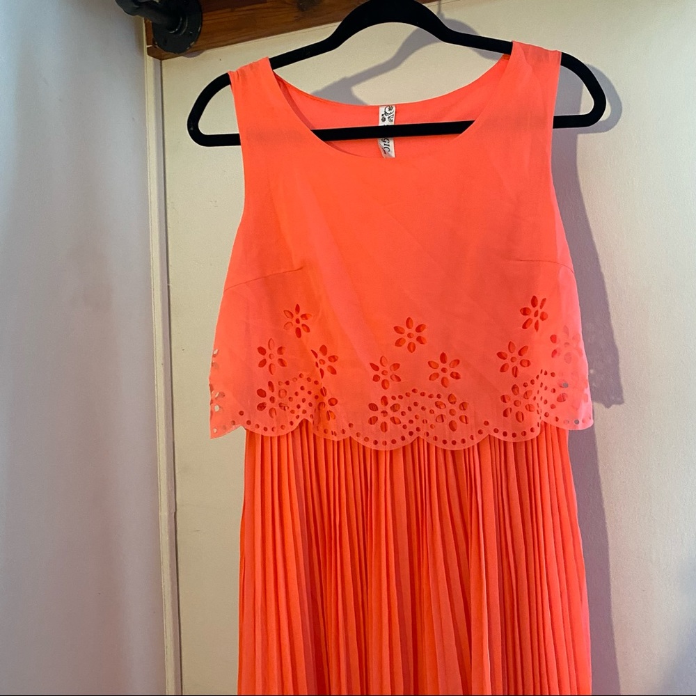 Pleated Chiffon Maxi Dress